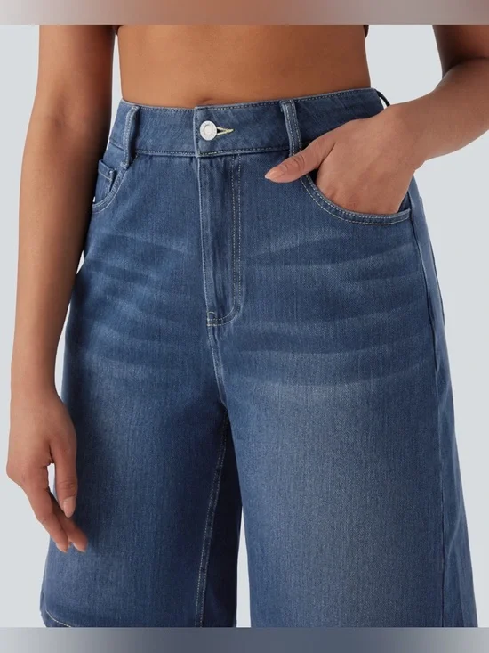 Halara Flex™ Denim Bermuda Shorts XS High Waisted Stretch Casual NWT Style - Picture 5 of 6